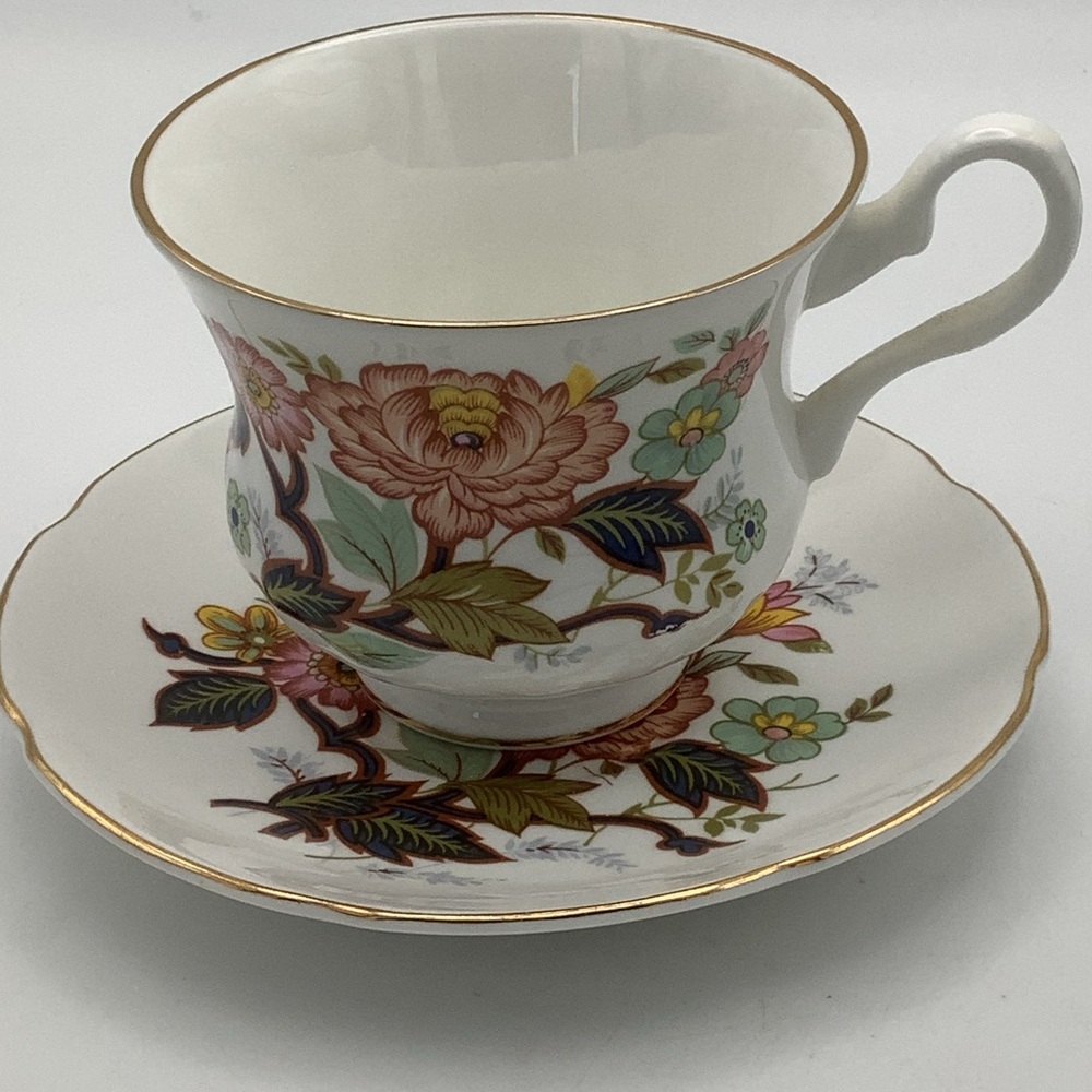 Vintage Royal Grafton England Fine Bone China Floral Teacup and Saucer